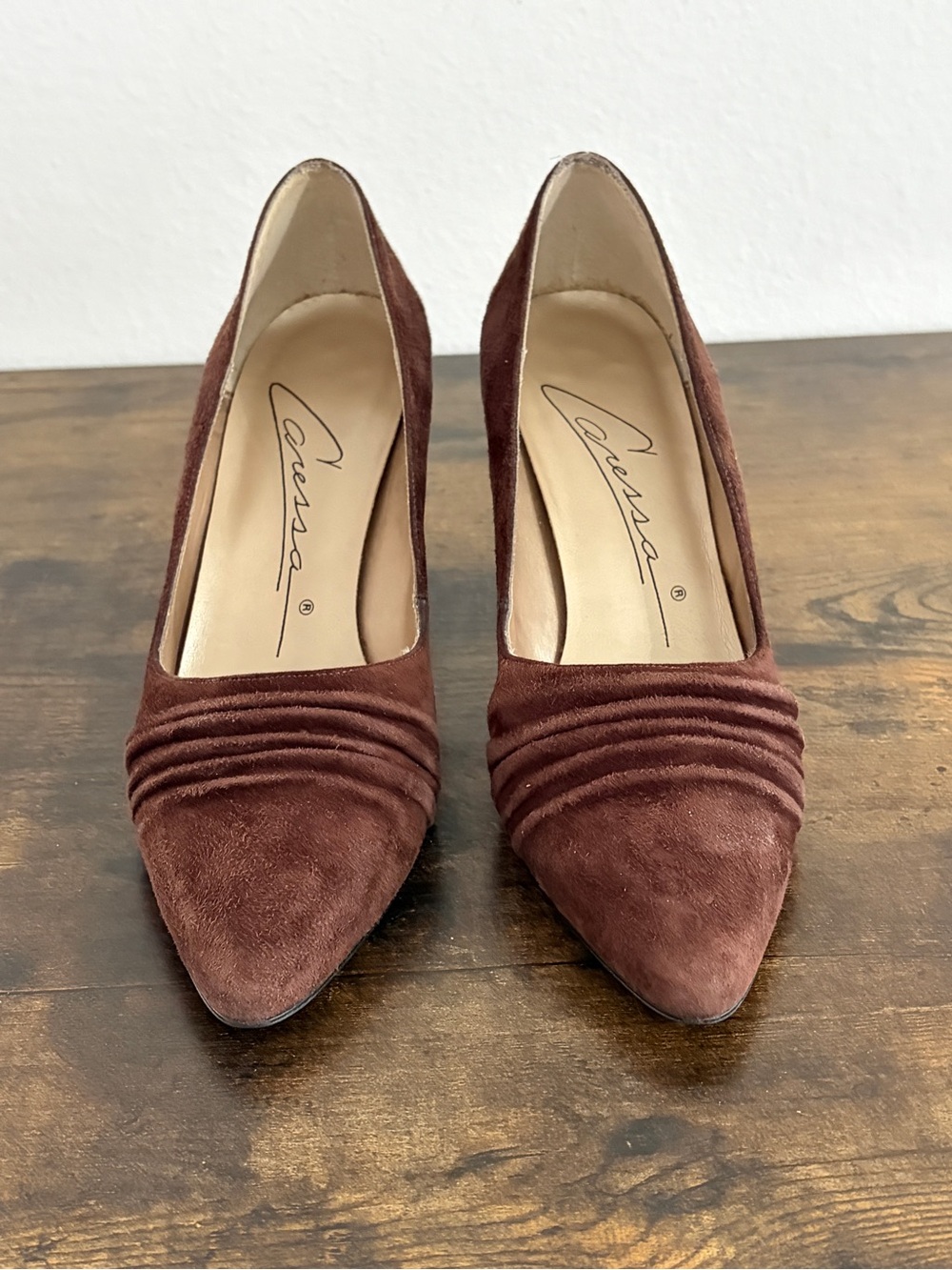 Caressa Women's Brown Suede Pointed-Toe Pumps | Size 7 | 3" Heel